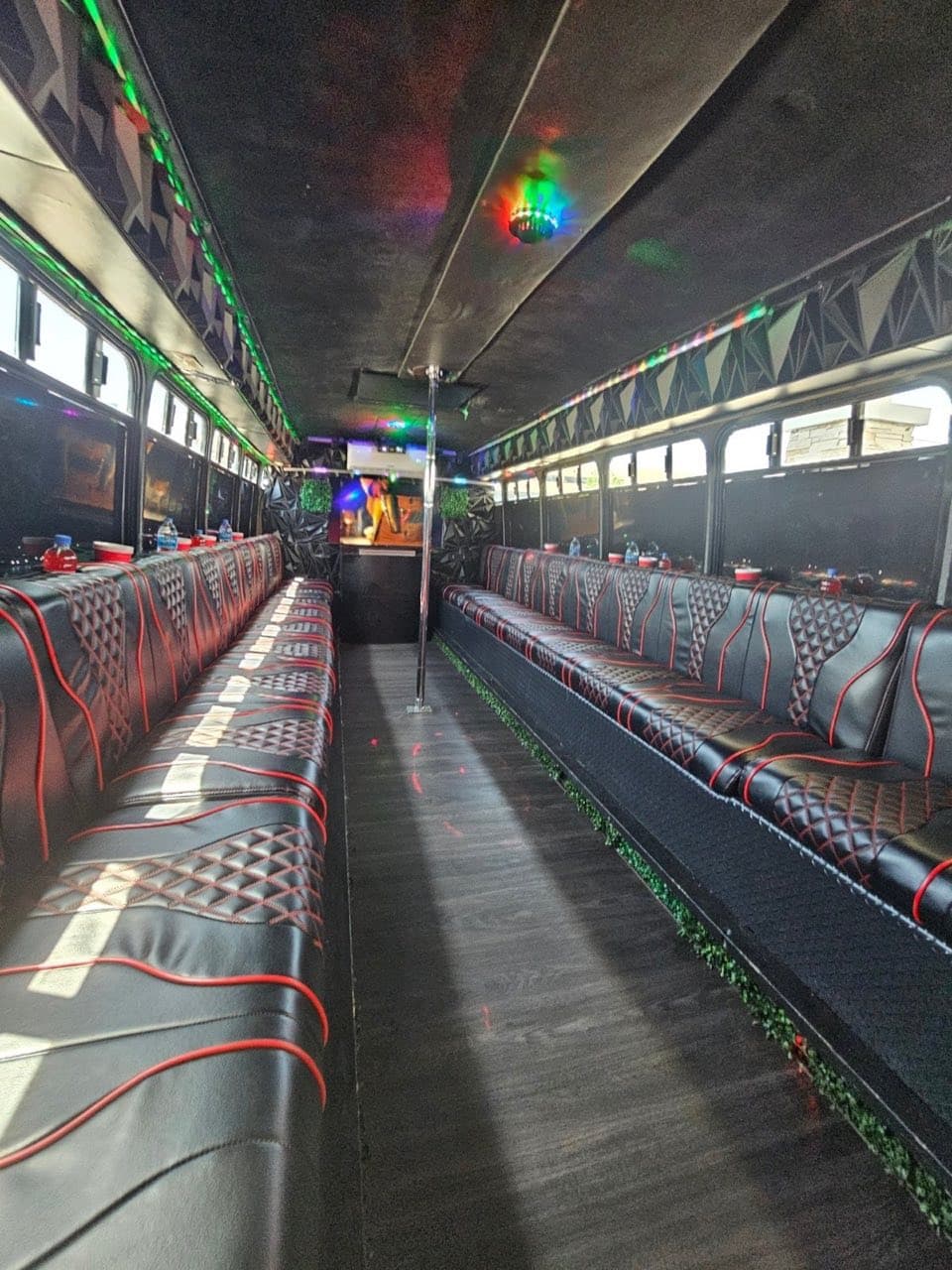 Inside the LYTT party bus lit up
