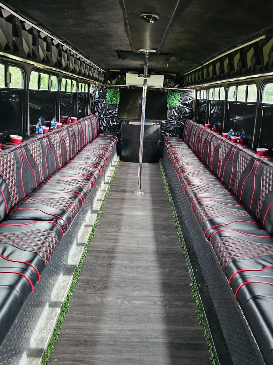 Clean interior of the LYTT party bus